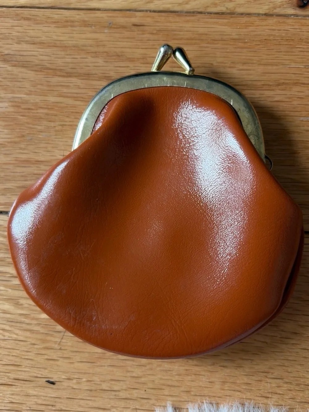 Brown Floral Appliqué Coin Purse - Tulip Design